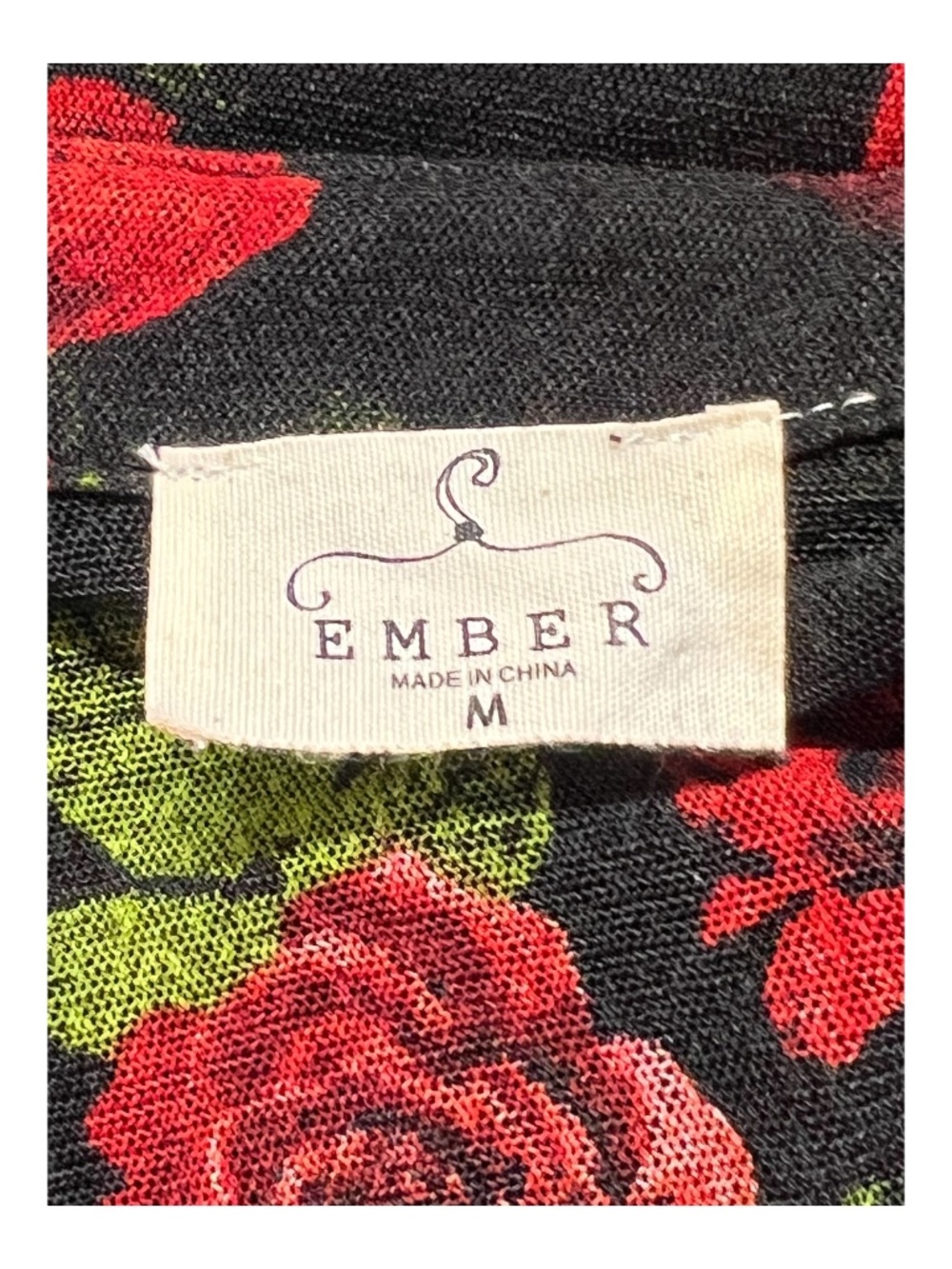 EUC Ember Black Red Rose Sheer Mesh Maxi Duster Open Front | Size M - Picture 7 of 9